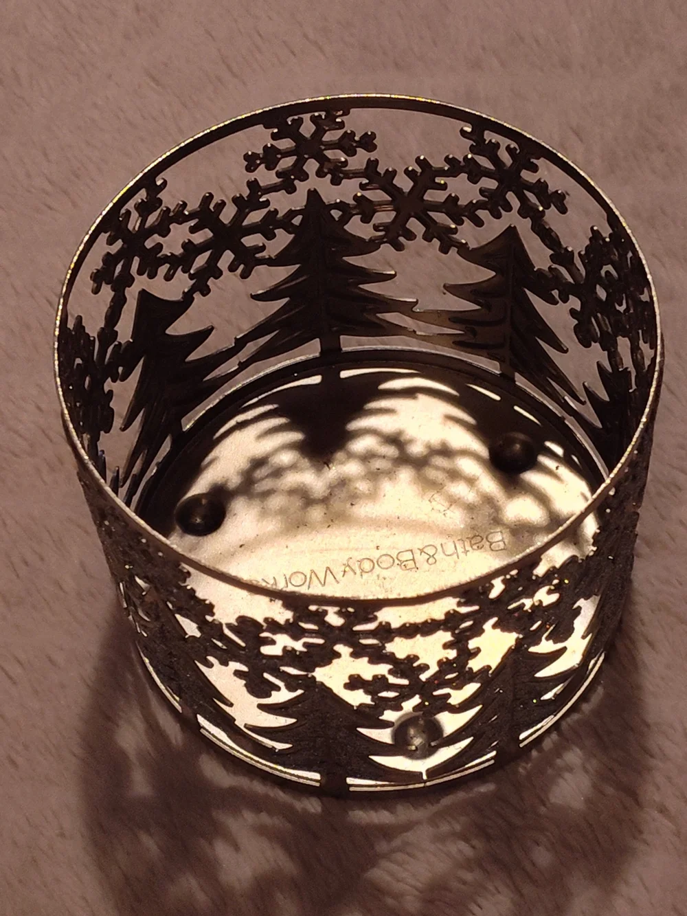 Like-New! Bath & Body Works Silver Snowflake & Pine Tree Candle Holder - Picture 6 of 12